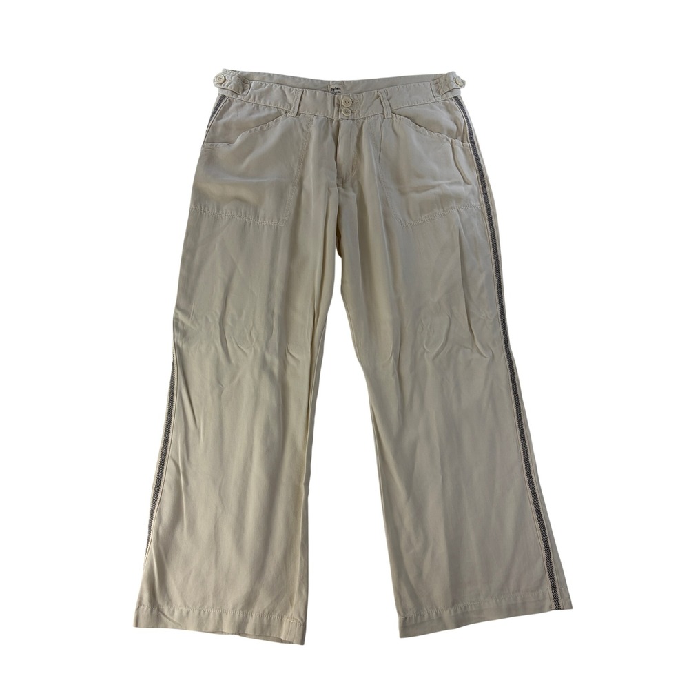 Dylan Pants Womens‎ 10 Wide Leg Herringbone Side Stripe Tencel Cream Tuxedo NWOT